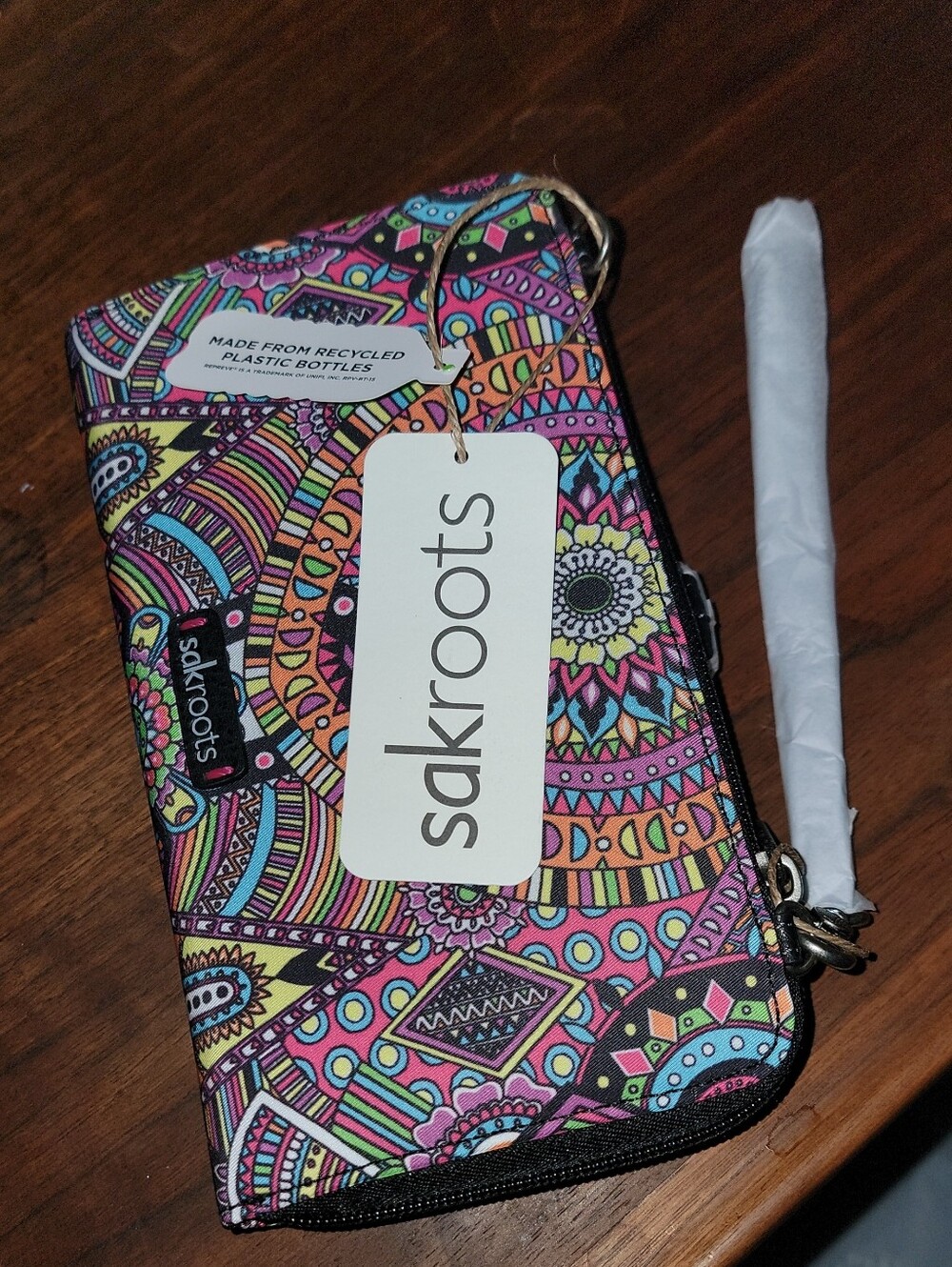 Sakroots Colorful Mandala Zip Wristlet in Pink, Yellow, Blue, Green